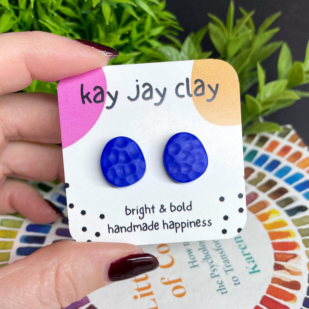 Electric Blue Textured Pebble Studs