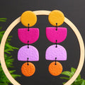 Mustard, Hot Pink, Lilac & Orange Geometric Dangles