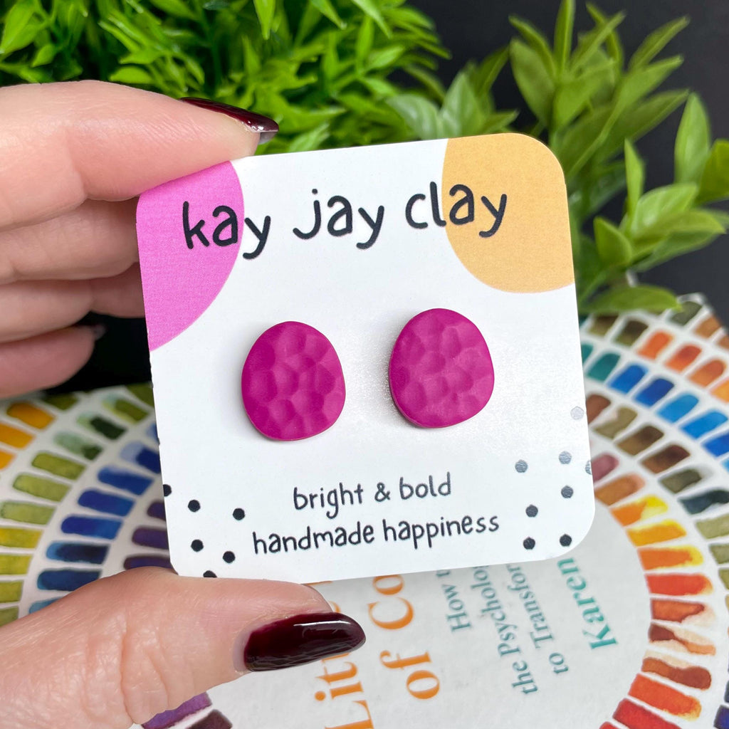 Hot Pink Textured Pebble Studs
