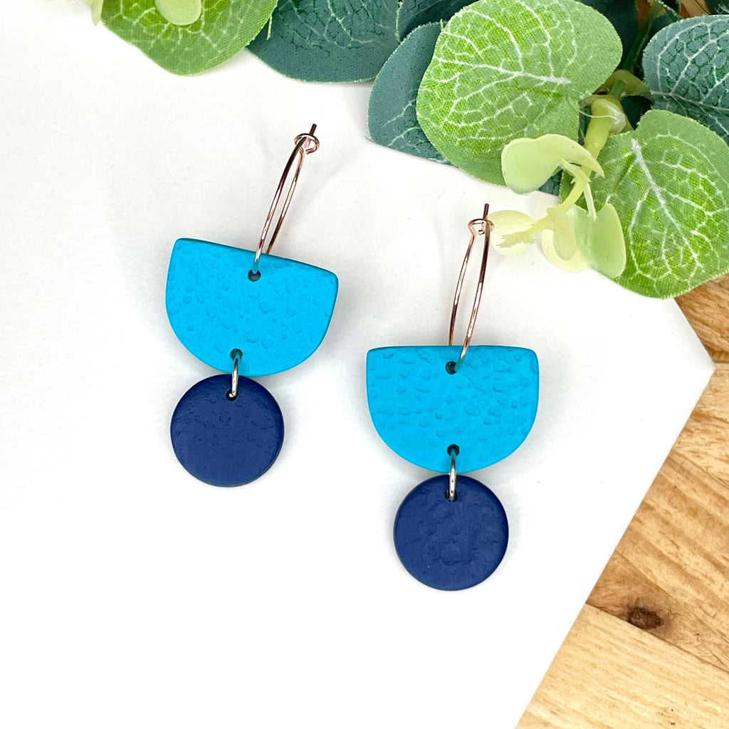 Turquoise & Navy Blue Colour Block Hoops
