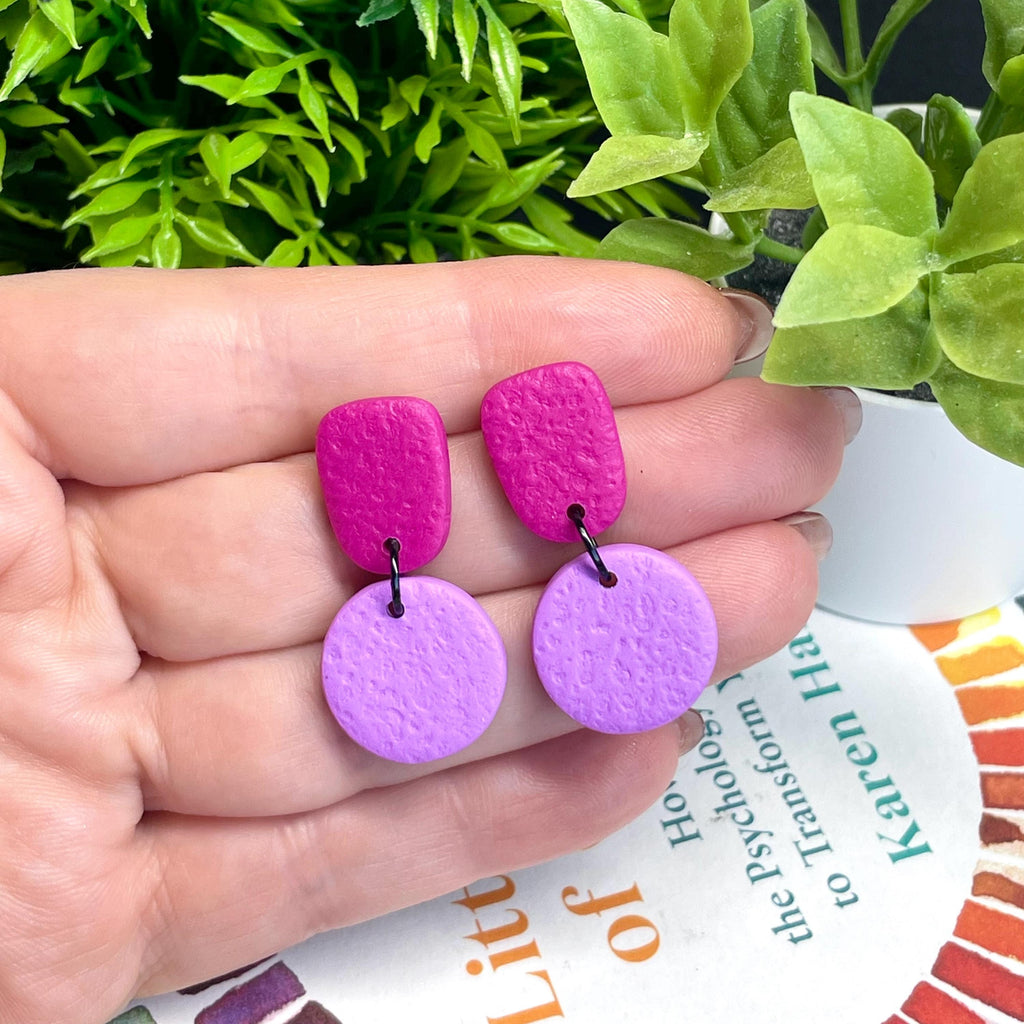 Hot Pink & Lilac Colour Block Dangles