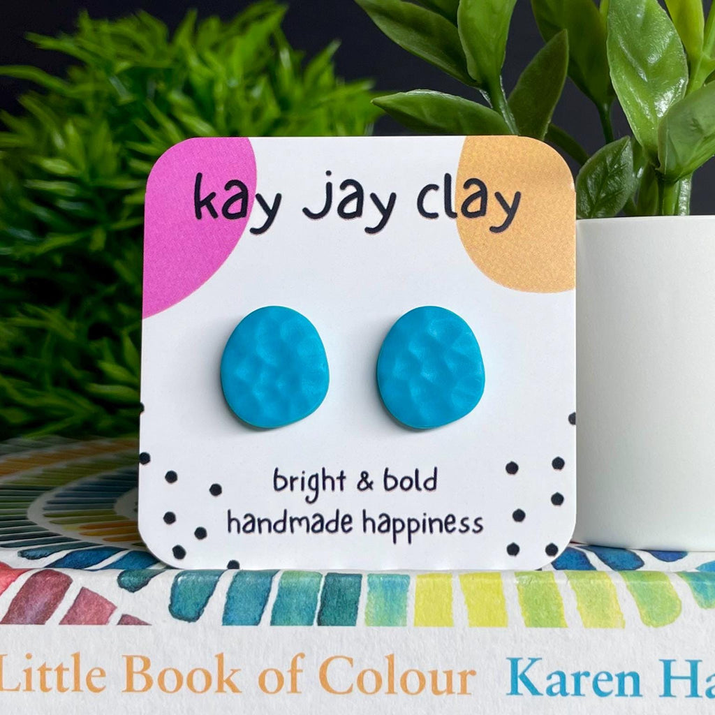 Turquoise Textured Pebble Studs