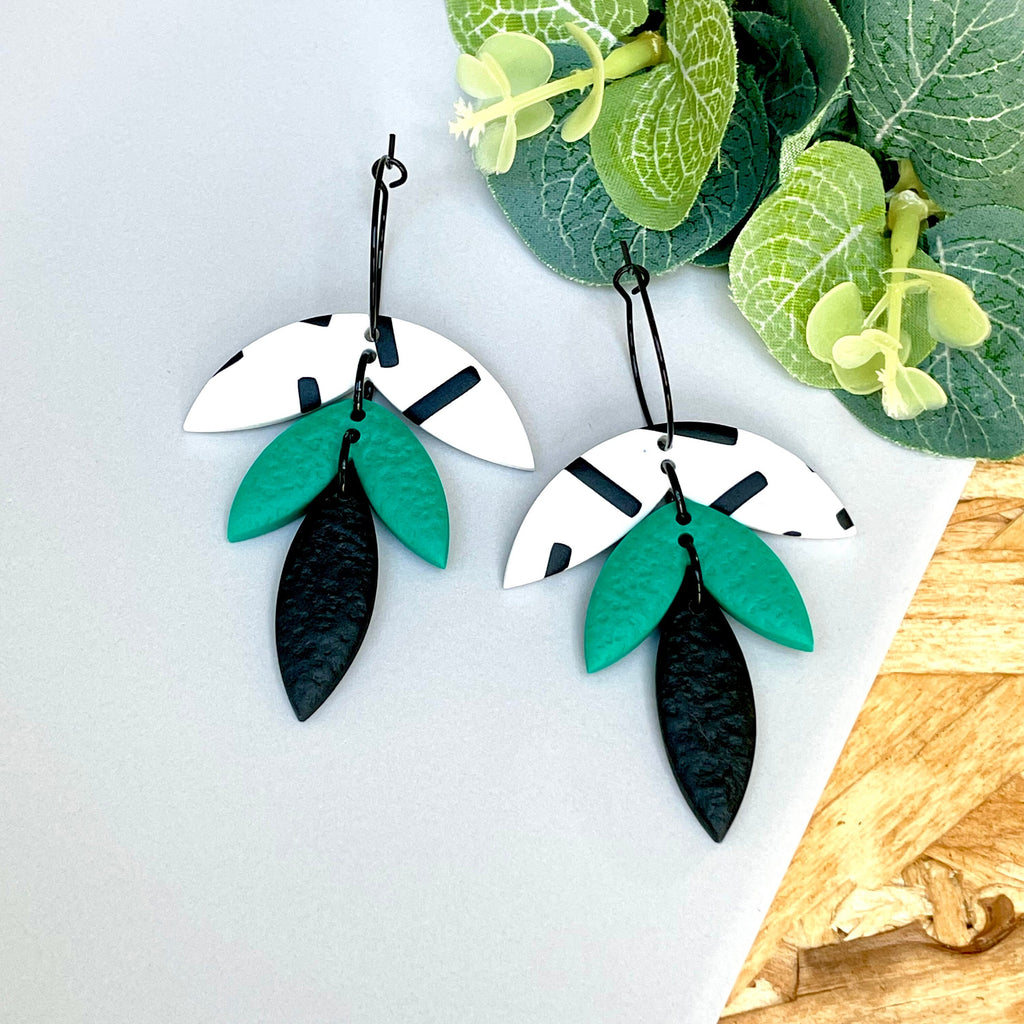 Emerald Green & Monochrome Sprinkles Hoops