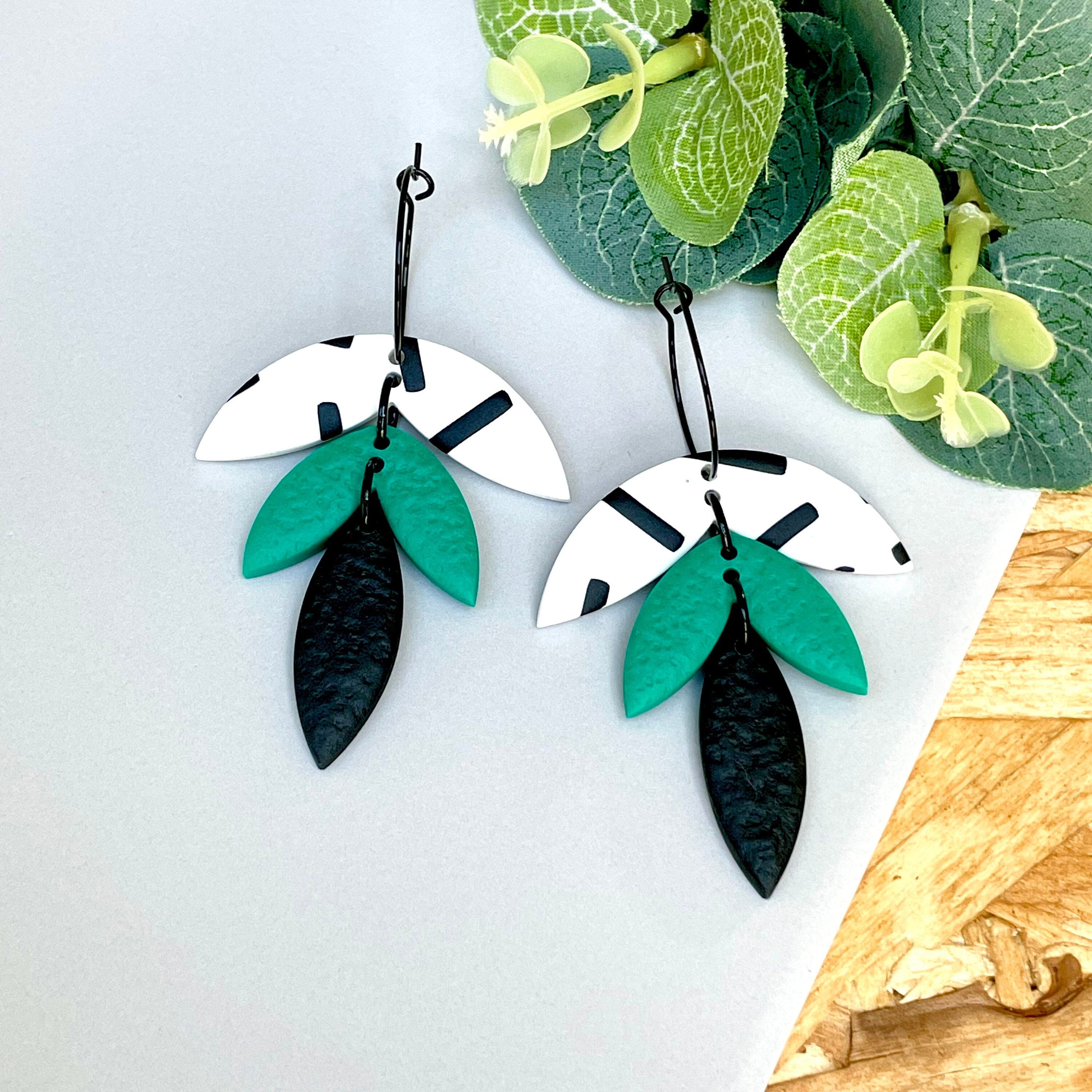 Emerald Green & Monochrome Sprinkles Hoops