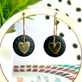 Black & Gold Heart Hoops