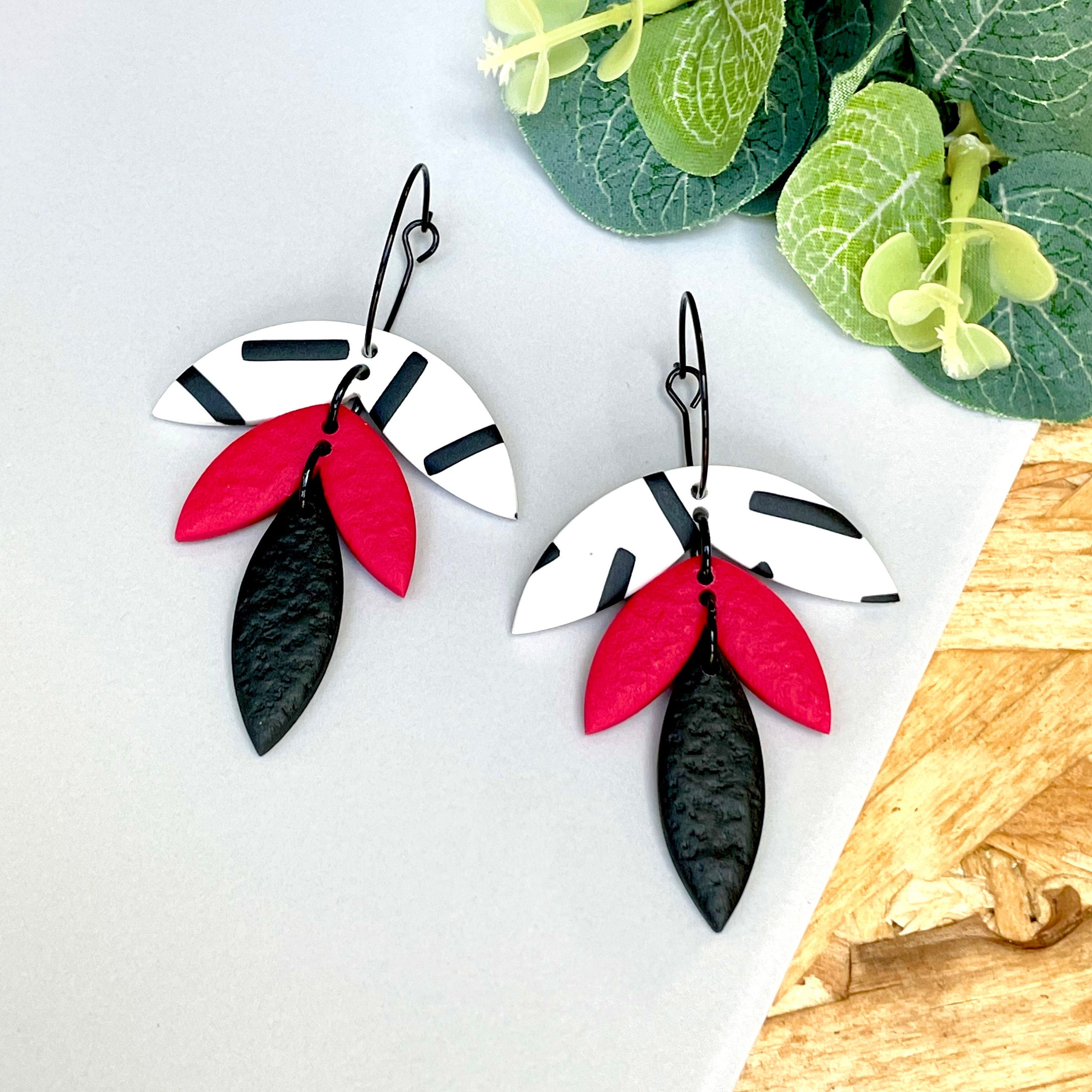 Red & Monochrome Sprinkles Hoops