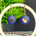 Navy Blue & Gold Heart Hoops