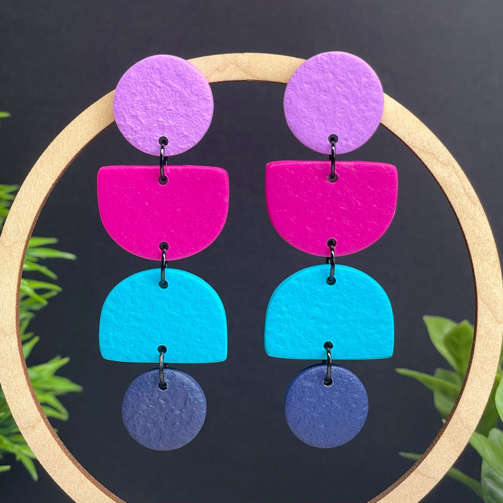 Lilac, Pink, Turquoise & Navy Geometric Dangles