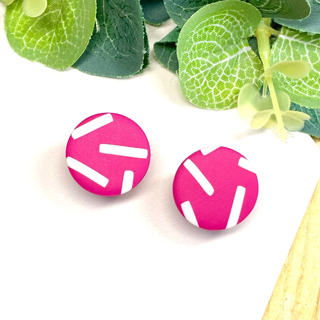 Pink & White Sprinkles Studs