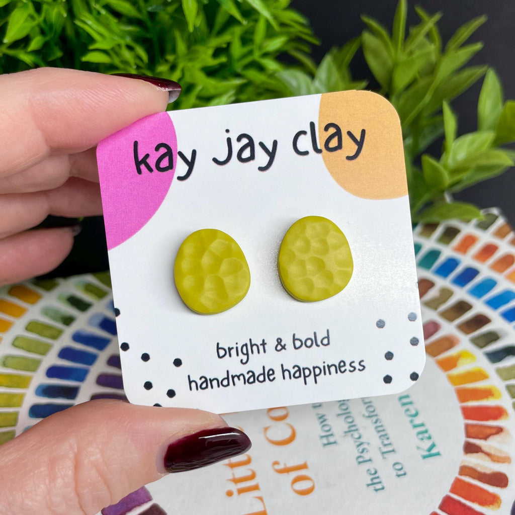 Pistachio Green Textured Pebble Studs