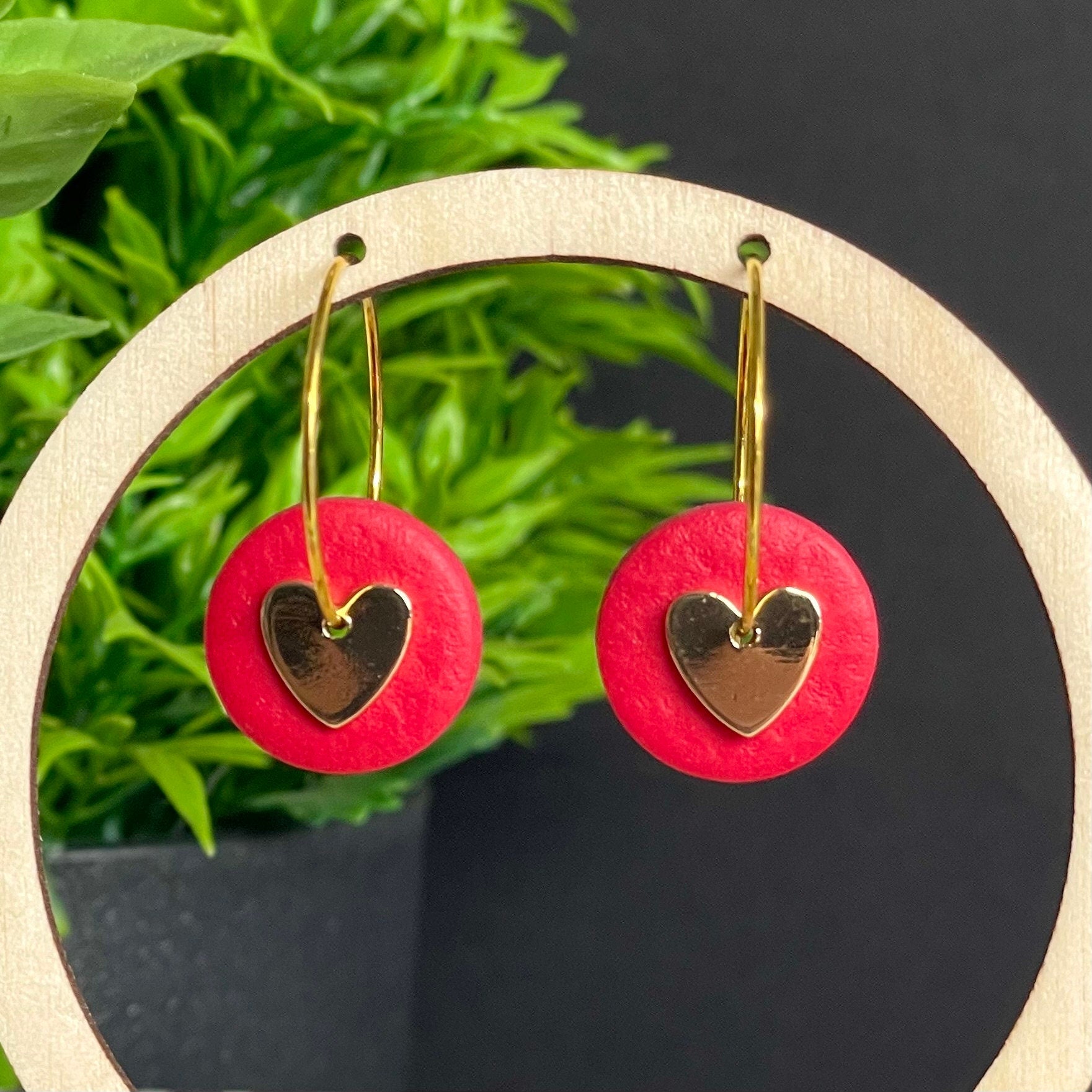 Red & Gold Heart Hoops