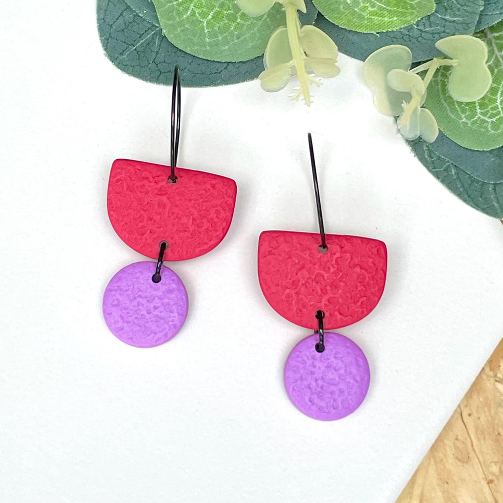 Red & Lilac Colour Block Hoops
