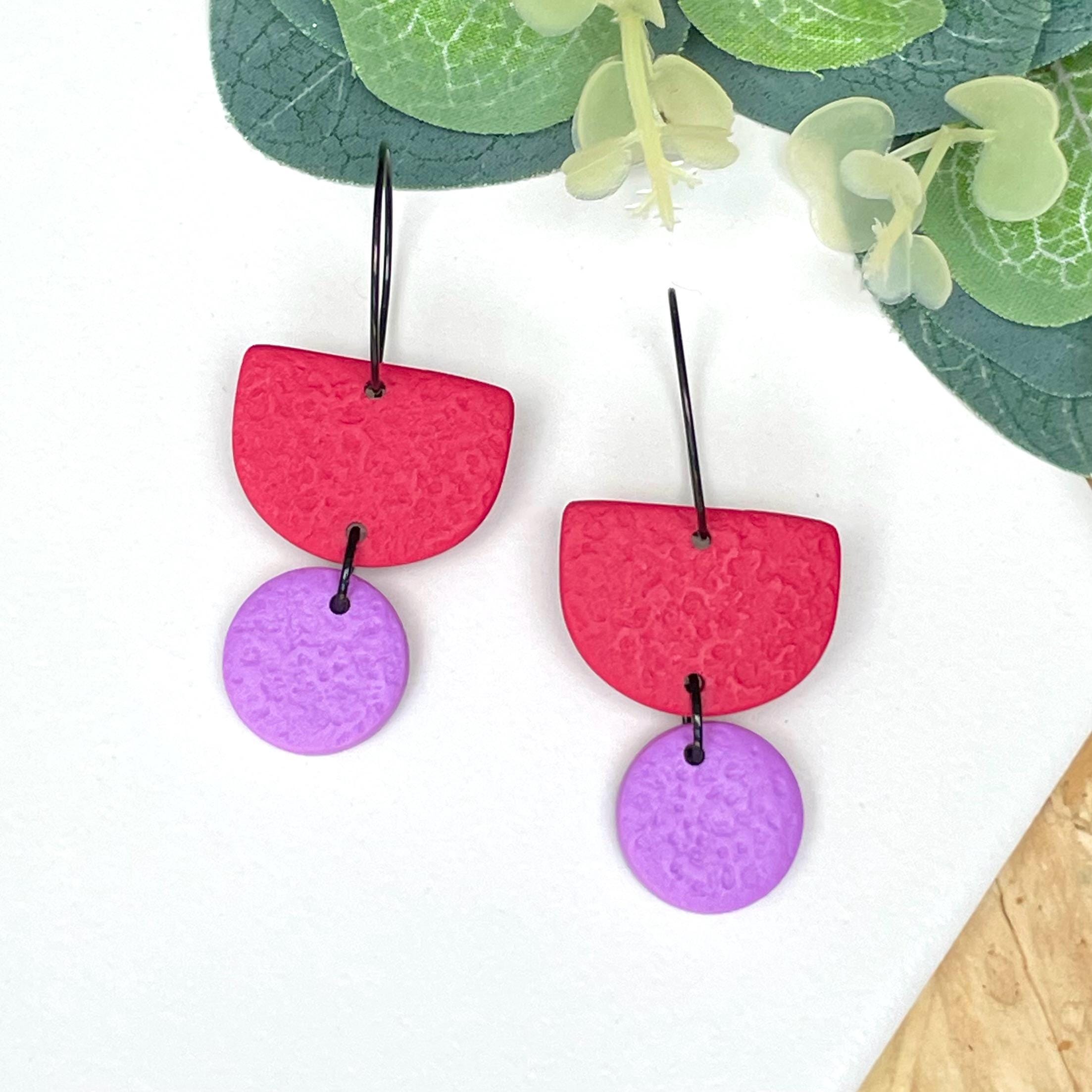 Red & Lilac Colour Block Hoops