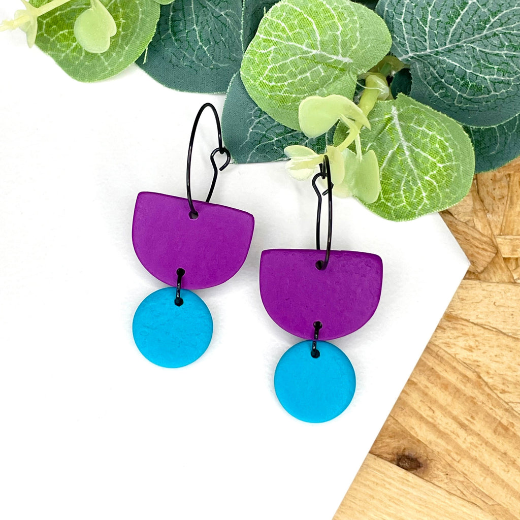Purple & Turquoise Colour Block Hoops