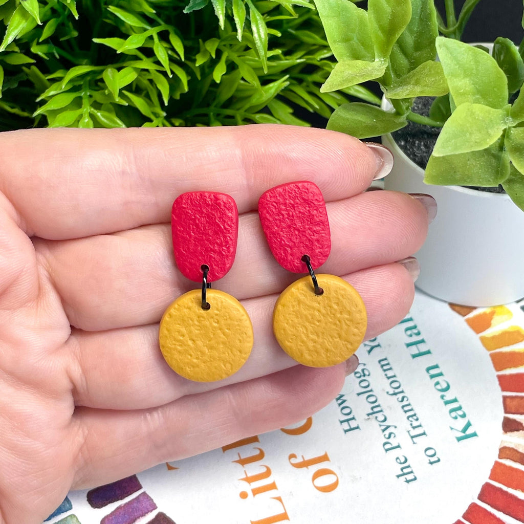 Red & Mustard Yellow Colour Block Dangles