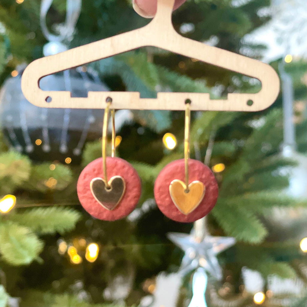 Metallic Bronze & Gold Heart Hoops